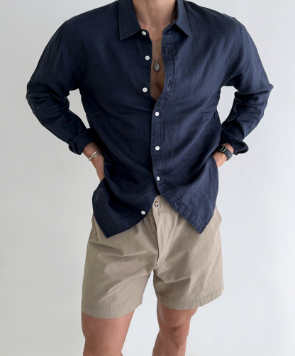 Chemise en lin unie simple pour l'été