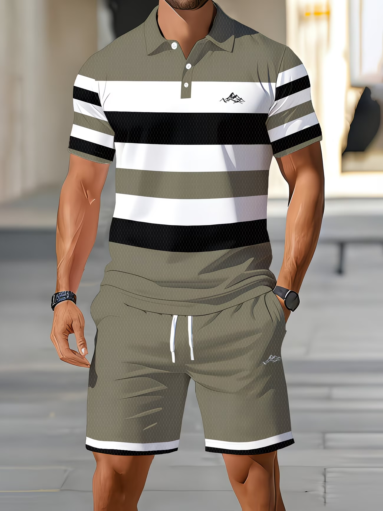 ⏰ Dernier jour : 50 % de réduction ! 🔥 Ensemble polo et short pour homme, idéal pour l’été