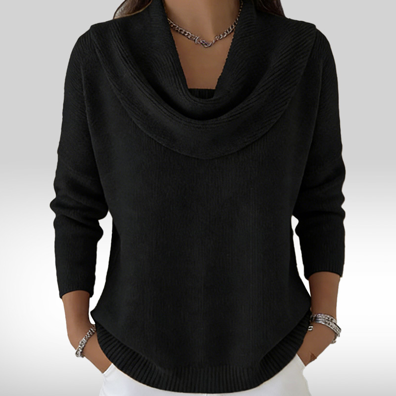 Last Day 70% Off - Elegant 80s Shawl Collar Solid Color Pullover Sweater Top