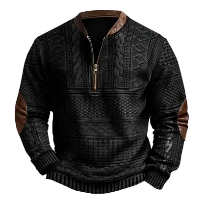 Nu 70% Korting - Heren Western-Stijl Wol Half-Zip Pullover