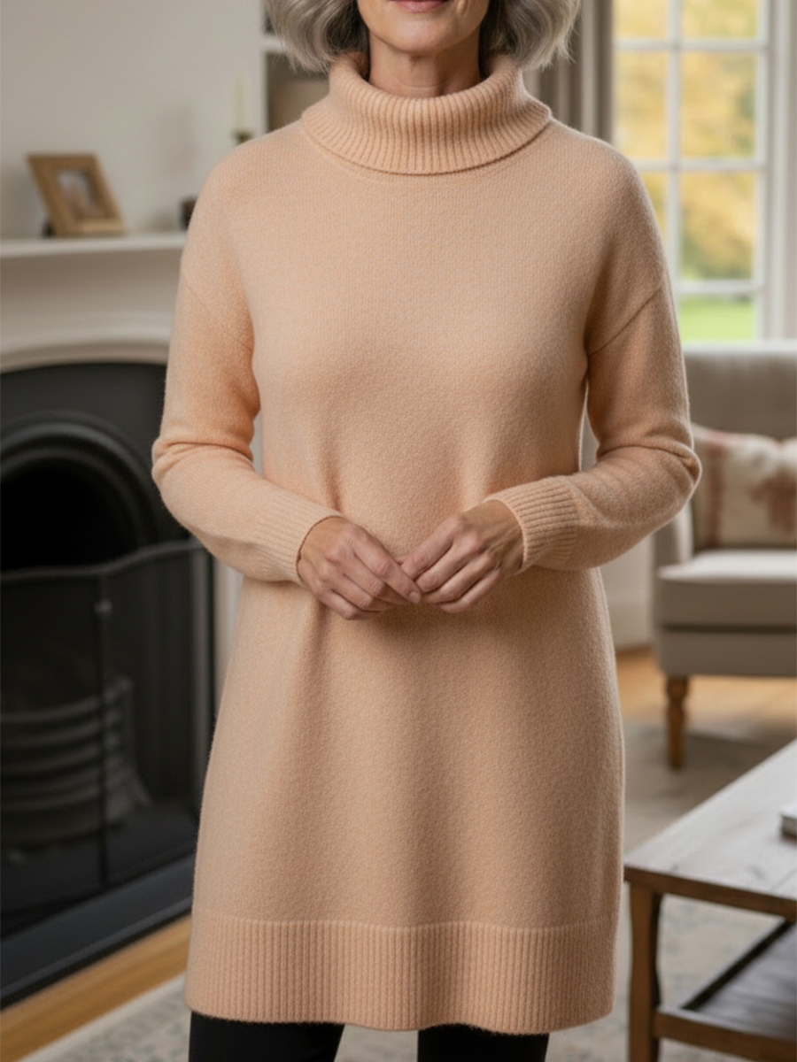 Nieuwe Aankomsten🔥 Dames Elegante Cowl Neck Zachte Brei Lange Mouw Tuniek Top - Ontspannen Pasvorm Herfst Winter Pullover