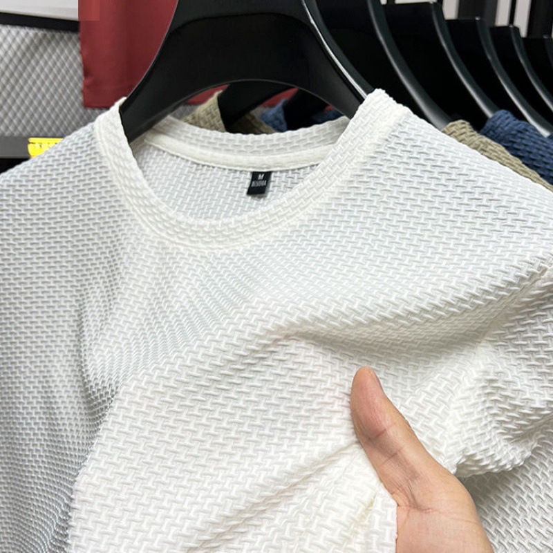 Comfortabele en ademende zomer T-shirt voor mannen van mesh, met korte mouwen en een ronde hals