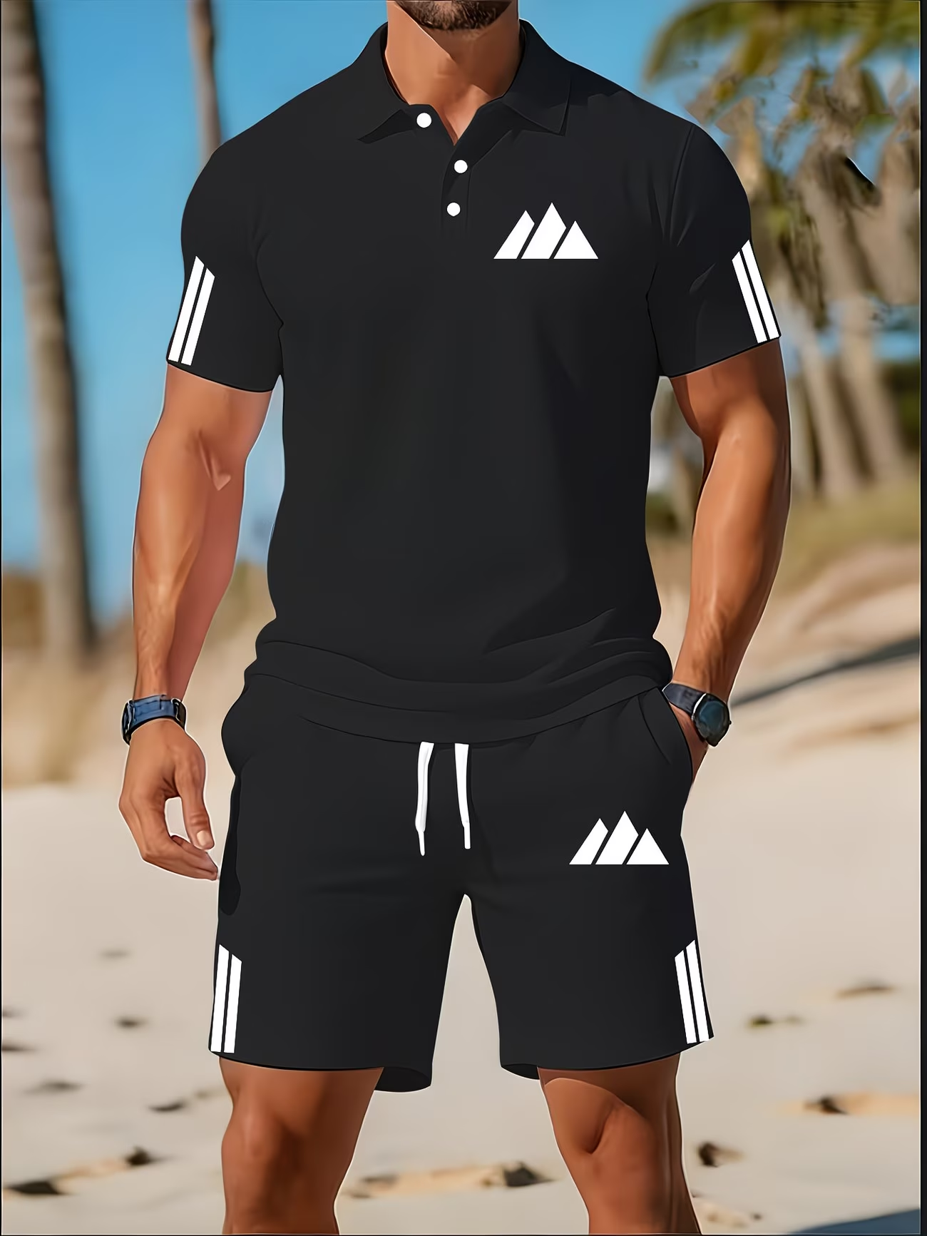 ⏰ Dernier jour : 50 % de réduction ! 🔥 - Ensemble sport homme avec polo et short slim
