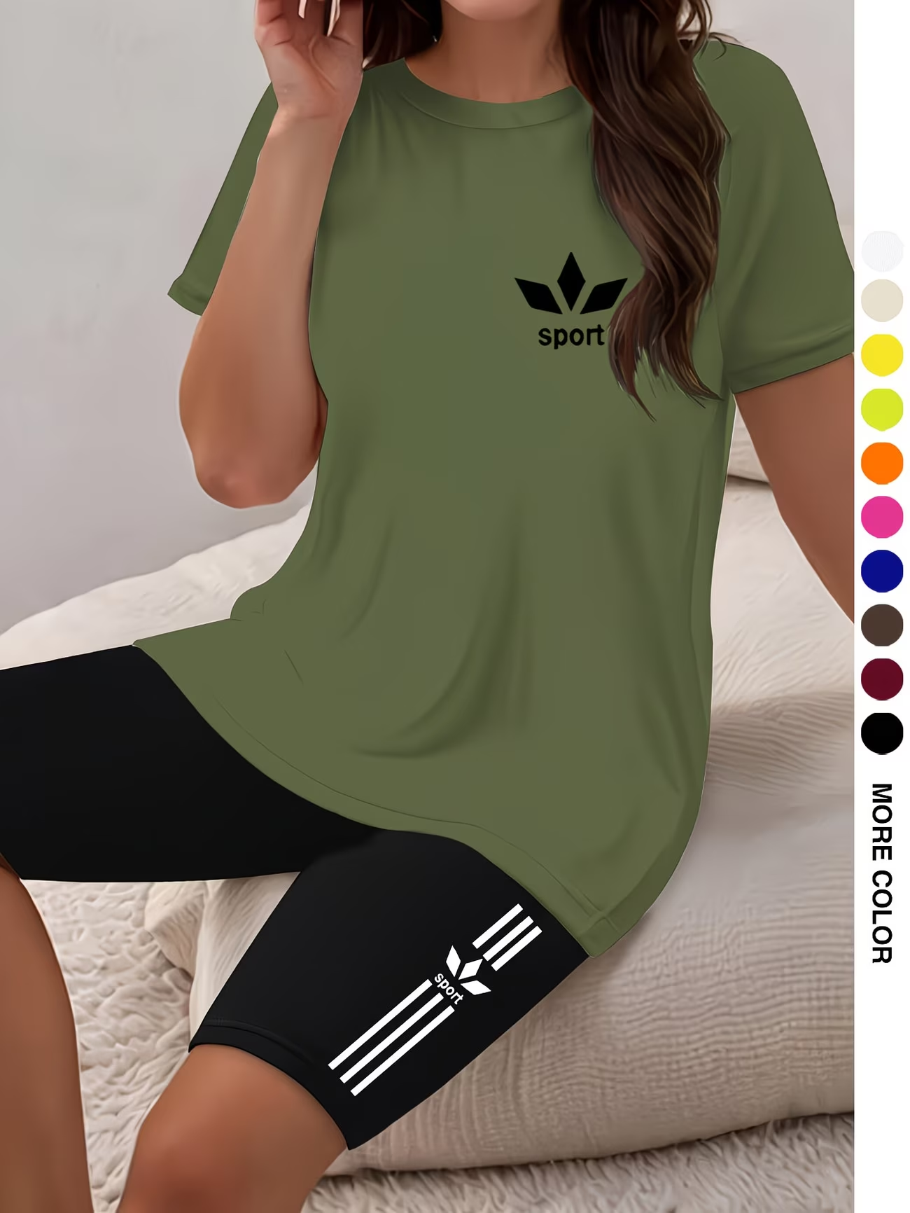 ⏰ Dernier jour : 50 % de réduction ! 🔥 – Ensemble de sport femme avec t-shirt et short cycliste pour l’été