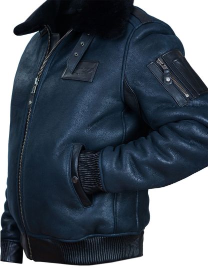 50% DE RÉDUCTION - VESTE DE VOL B-15 FAST EAGLE EN CUIR DE MOUTON BLEU MARINE [ÉPUISÉ]