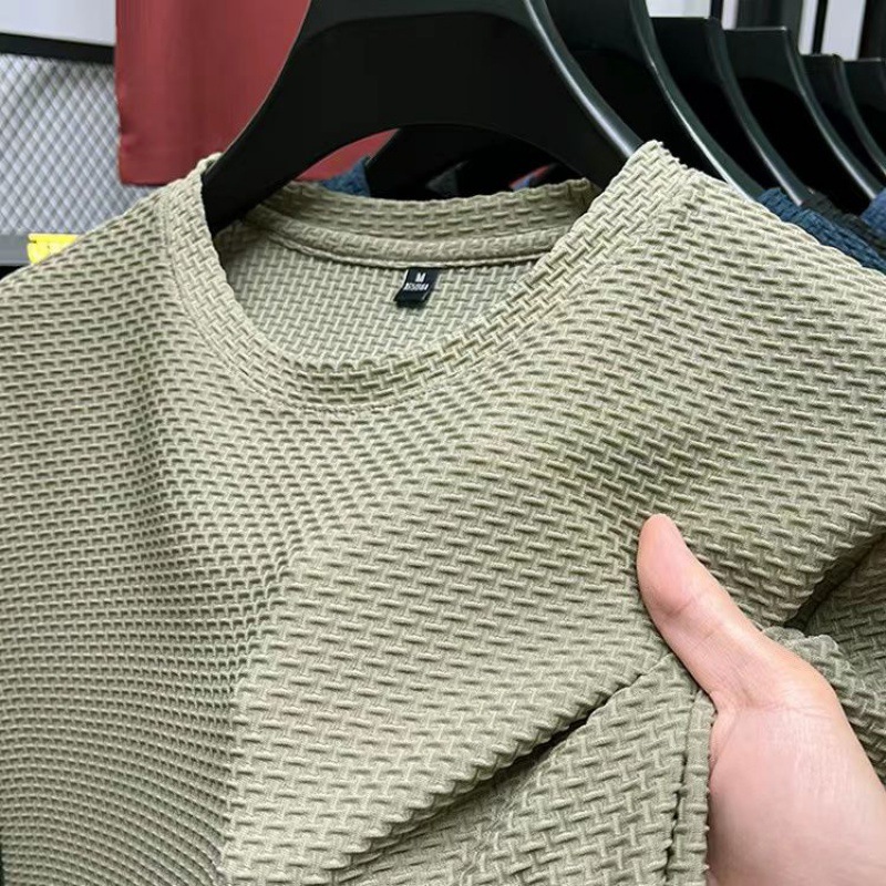 Zomer T-shirt voor mannen, comfortabel en ademend in mesh, met korte mouwen en een ronde hals