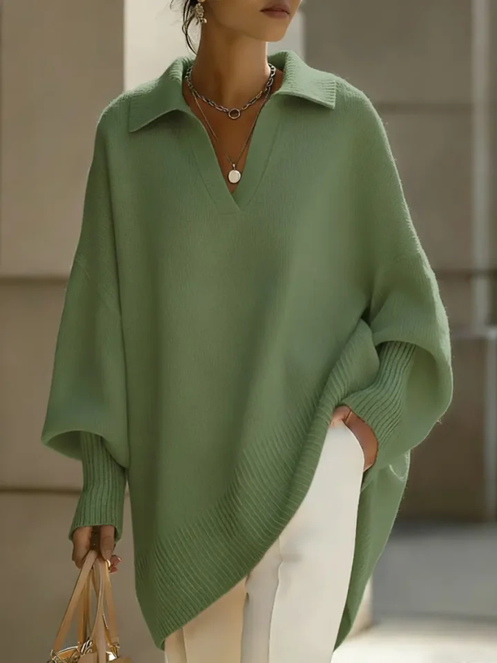 🎄 Nieuwe Aankomsten🔥 Dames Effen Kleur V-hals Lange Mouwen Casual Losse Gebreide Trui