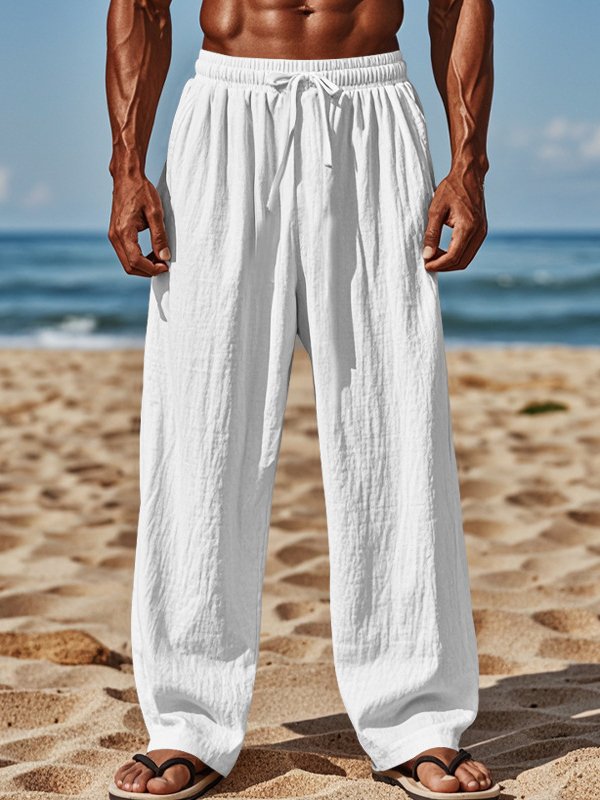 Mainine® Casual herenbroek met koord, rekbaar, met zakken - ideaal voor het strand en dagelijks gebruik