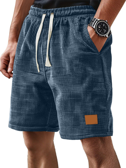 Korte comfortabele ribfluwelen broek voor mannen, casual pasvorm, ruim en comfortabel, met trekkoord