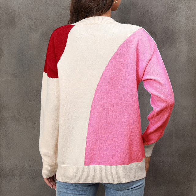 Casual trui met contrasterende kleuren