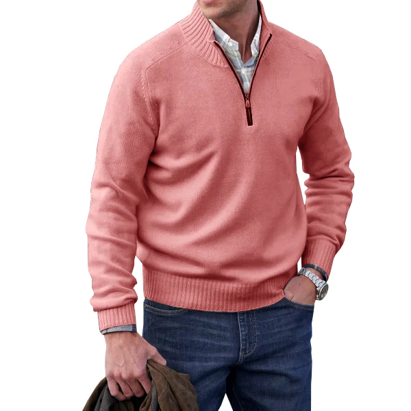 Heren cashmere ritsbasispull, casual stijl, winter