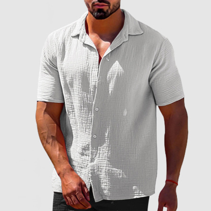 Chemise en coton texturée décontractée pour homme