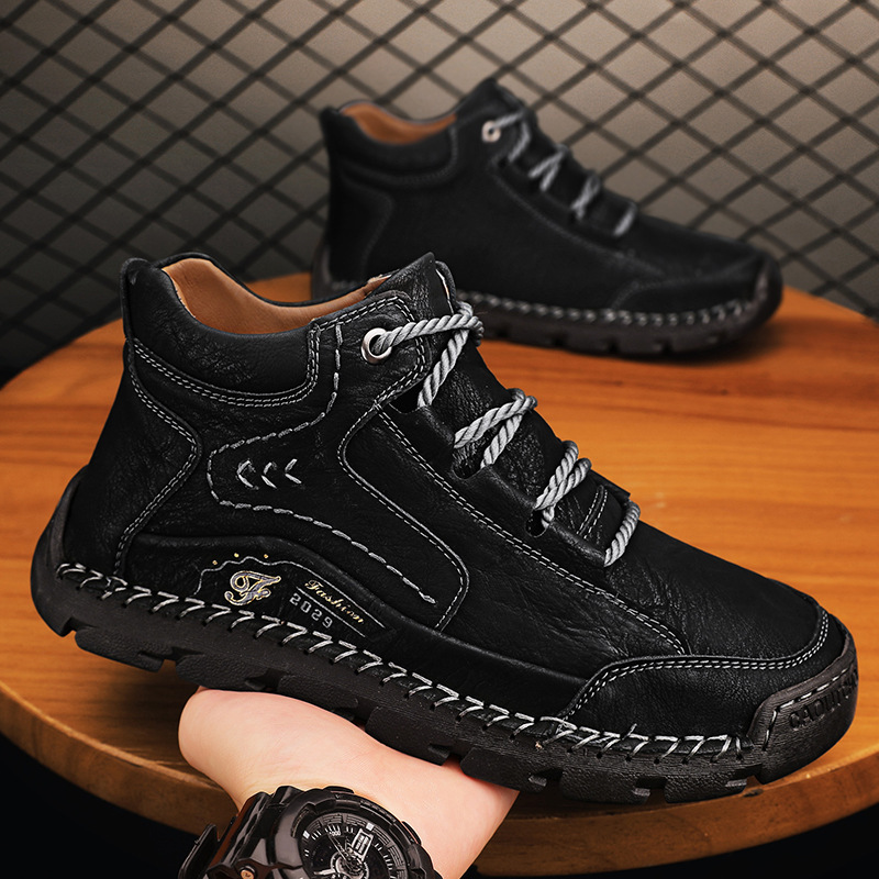 Chaussures en cuir pour hommes faites à la main - Soulage la douleur aux pieds