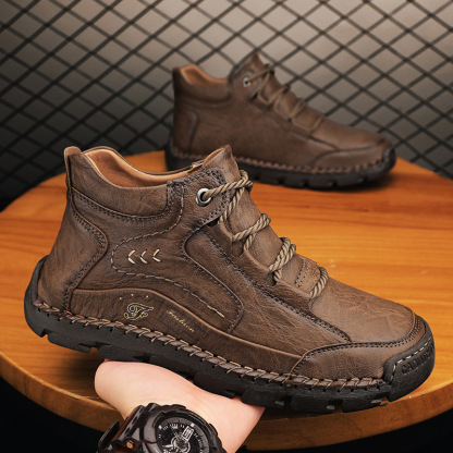 Chaussures en cuir pour hommes faites à la main - Soulage la douleur aux pieds