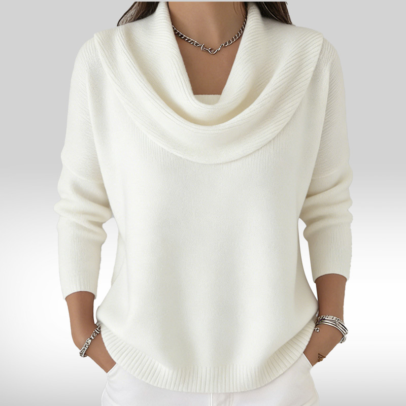 Last Day 70% Off - Elegant 80s Shawl Collar Solid Color Pullover Sweater Top