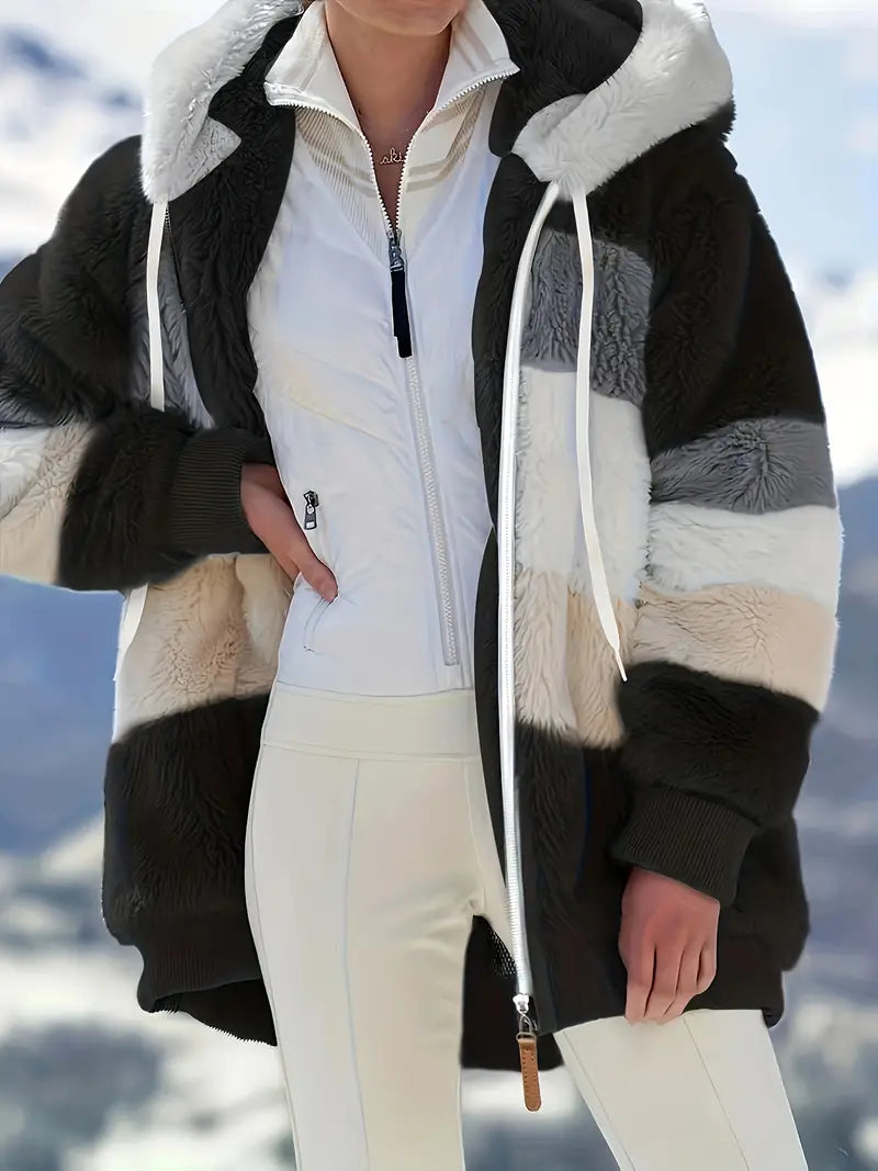 Elina - Veste Teddy à blocs de couleurs