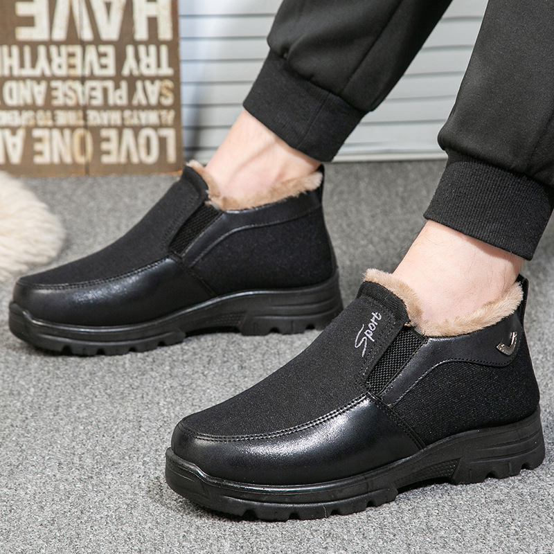 Men's Winter Fleece Waterproof Warm Non-Slip Orthopedic Shoes Snow Ankle Boots (Medical Certification)