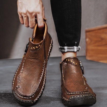 (🔥BLACK FRIDAY SALE - 70% OFF)Men's Casual Handmade Leather Boots - Prevent Foot Diseases