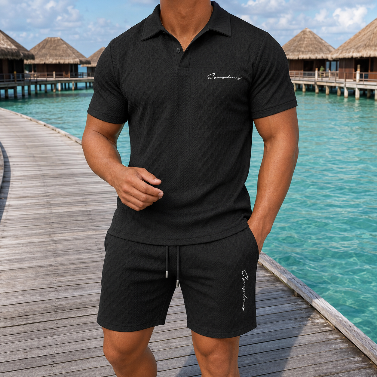 ⏰ Dernier jour : 50 % de réduction ! 🔥 Ensemble d’été pour homme à motif texturé