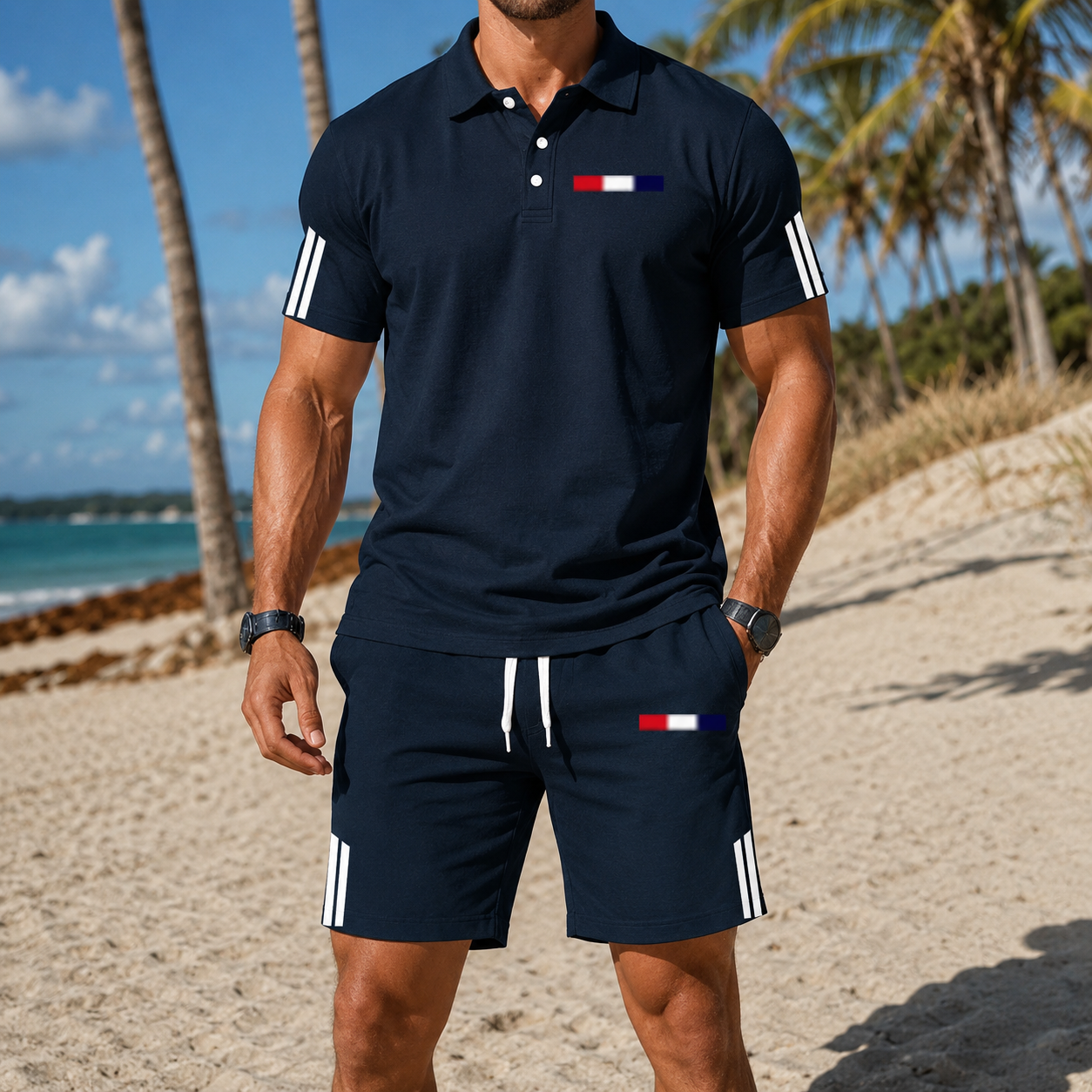 ⏰ Dernier jour : 50 % de réduction ! 🔥 - Ensemble d'été 2 pièces pour homme : polo et short