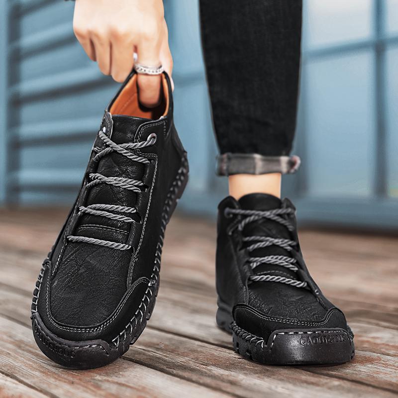 Chaussures en cuir pour hommes faites à la main - Soulage la douleur aux pieds