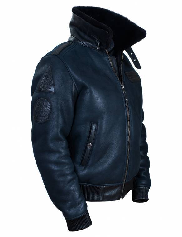 50% DE RÉDUCTION - VESTE DE VOL B-15 FAST EAGLE EN CUIR DE MOUTON BLEU MARINE [ÉPUISÉ]