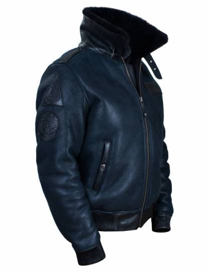 50% DE RÉDUCTION - VESTE DE VOL B-15 FAST EAGLE EN CUIR DE MOUTON BLEU MARINE [ÉPUISÉ]