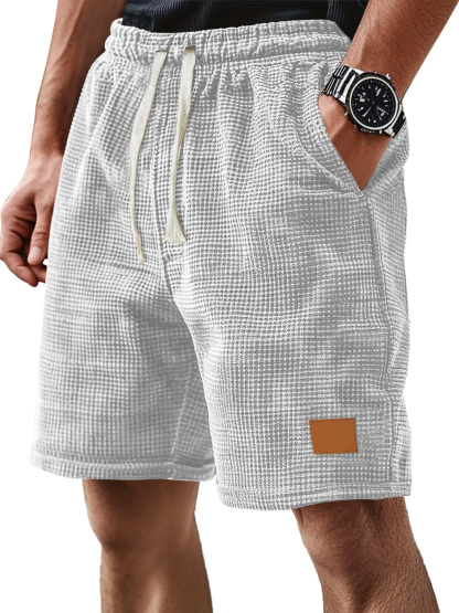 Korte comfortabele ribfluwelen broek voor mannen, casual pasvorm, ruim en comfortabel, met trekkoord