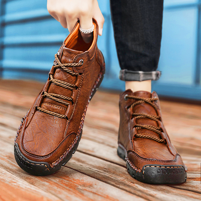 Chaussures en cuir pour hommes faites à la main - Soulage la douleur aux pieds