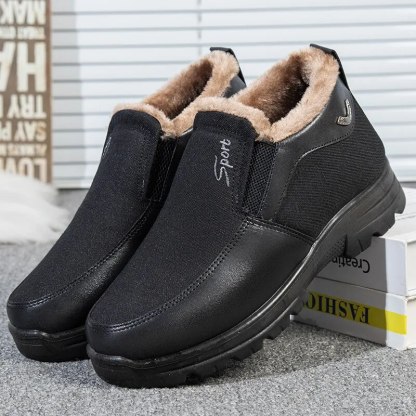 Men's Winter Fleece Waterproof Warm Non-Slip Orthopedic Shoes Snow Ankle Boots (Medical Certification)