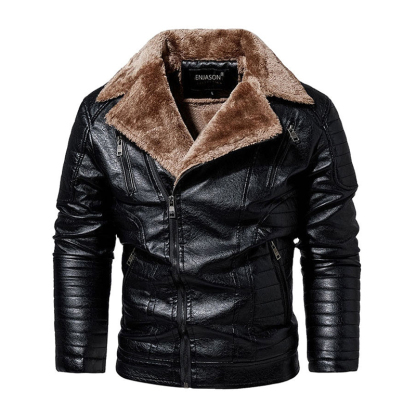 Veste en cuir pour homme avec col rembourré