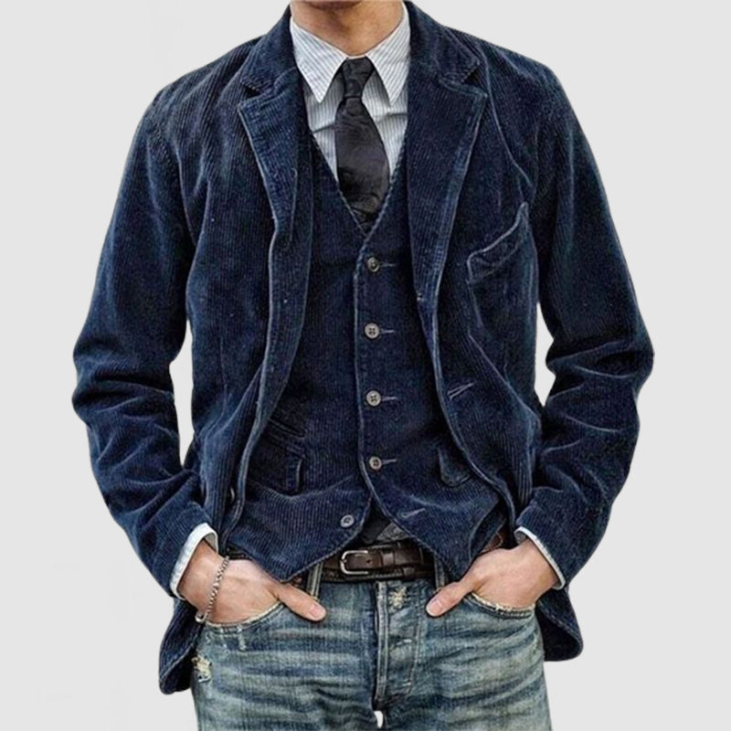 Veste Vintage en Velours Côtelé pour Homme