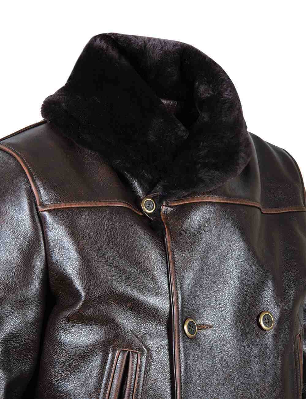 Grand Manteau Peacoat en Cuir Western d'Hiver Art. 709