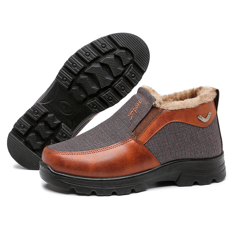 Men's Winter Fleece Waterproof Warm Non-Slip Orthopedic Shoes Snow Ankle Boots (Medical Certification)