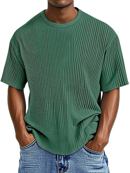 Ruimvallend zomer-T-shirt met ronde hals voor heren