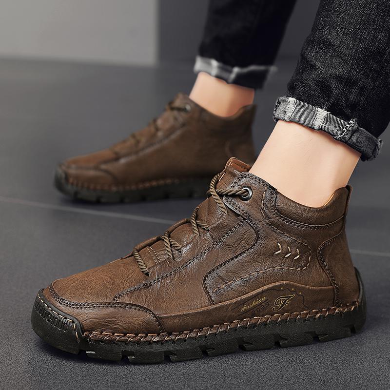 Chaussures en cuir pour hommes faites à la main - Soulage la douleur aux pieds