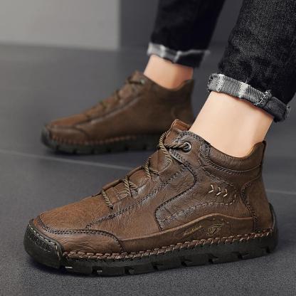 Chaussures en cuir pour hommes faites à la main - Soulage la douleur aux pieds