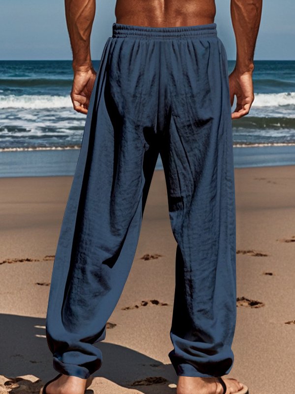 Mainine® Casual herenbroek met koord, rekbaar, met zakken - ideaal voor het strand en dagelijks gebruik