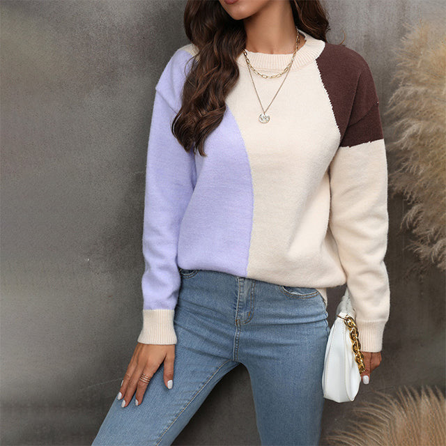 Casual trui met contrasterende kleuren