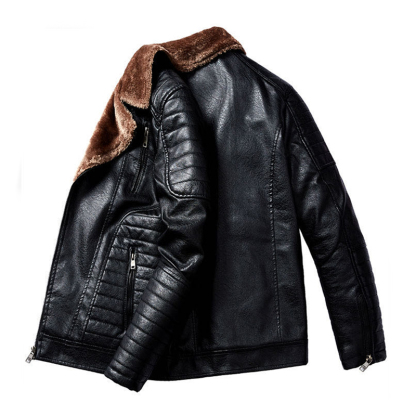 Veste en cuir pour homme avec col rembourré