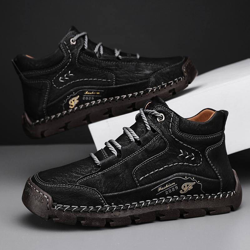 Chaussures en cuir pour hommes faites à la main - Soulage la douleur aux pieds