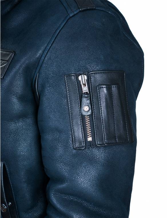 50% DE RÉDUCTION - VESTE DE VOL B-15 FAST EAGLE EN CUIR DE MOUTON BLEU MARINE [ÉPUISÉ]