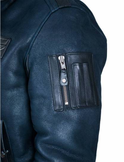 50% DE RÉDUCTION - VESTE DE VOL B-15 FAST EAGLE EN CUIR DE MOUTON BLEU MARINE [ÉPUISÉ]