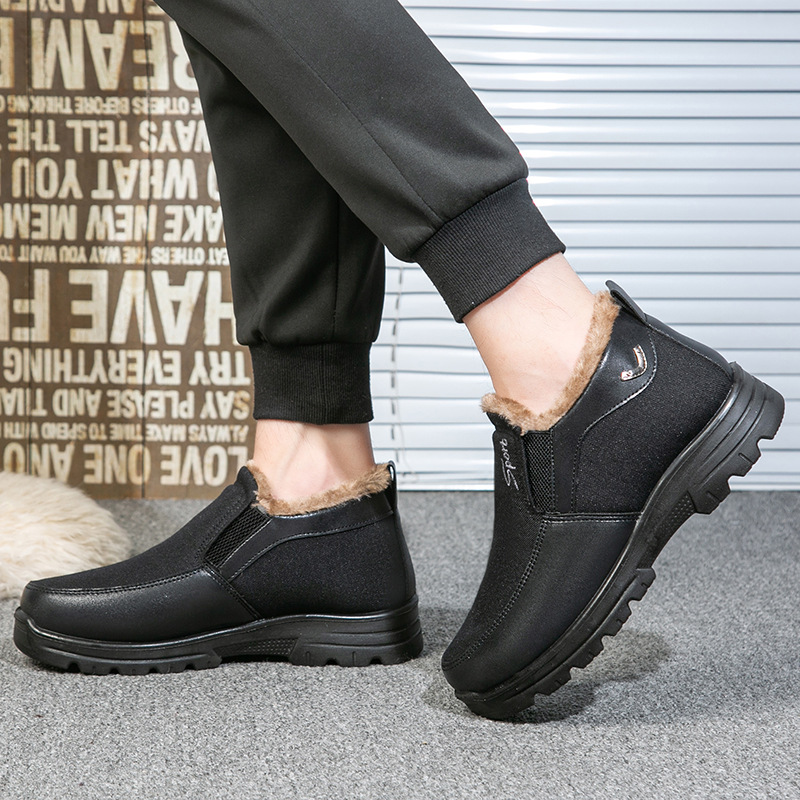 Men's Winter Fleece Waterproof Warm Non-Slip Orthopedic Shoes Snow Ankle Boots (Medical Certification)