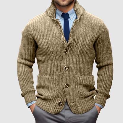Veste Cardigan Homme à Col Montant et Chaude
