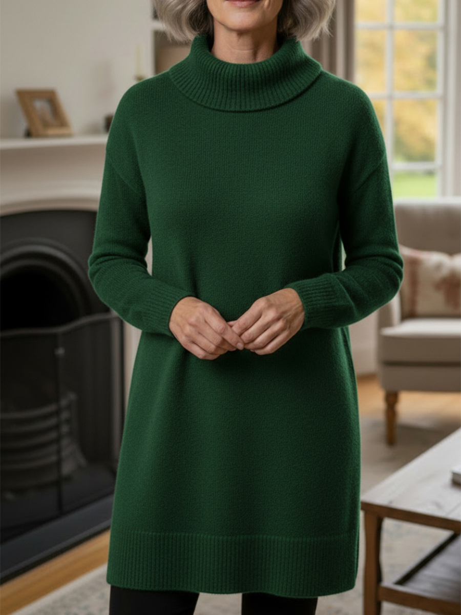 Nieuwe Aankomsten🔥 Dames Elegante Cowl Neck Zachte Brei Lange Mouw Tuniek Top - Ontspannen Pasvorm Herfst Winter Pullover
