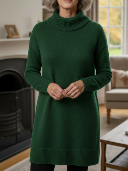 Nieuwe Aankomsten🔥 Dames Elegante Cowl Neck Zachte Brei Lange Mouw Tuniek Top - Ontspannen Pasvorm Herfst Winter Pullover