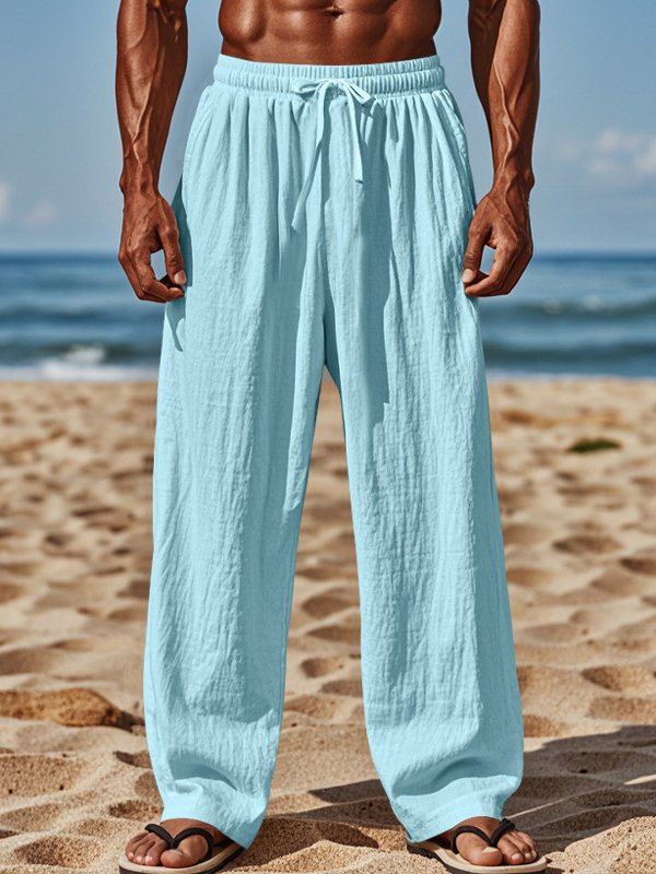Mainine® Casual herenbroek met koord, rekbaar, met zakken - ideaal voor het strand en dagelijks gebruik