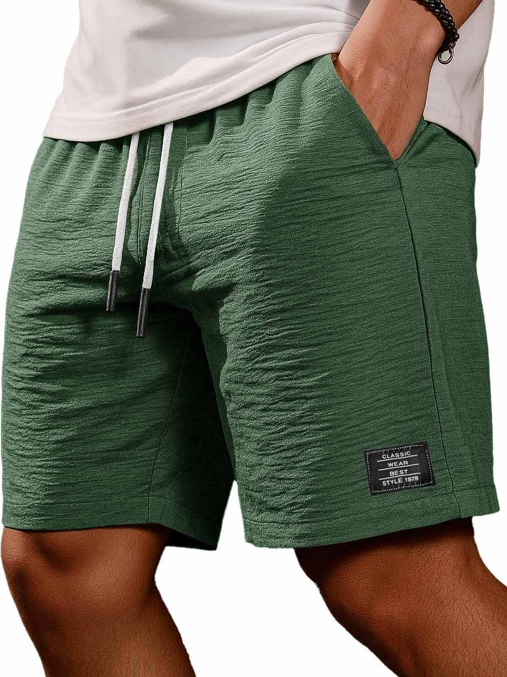 Men's Casual Daily Pleated Fabric Embroidered Logo Pocket Shorts