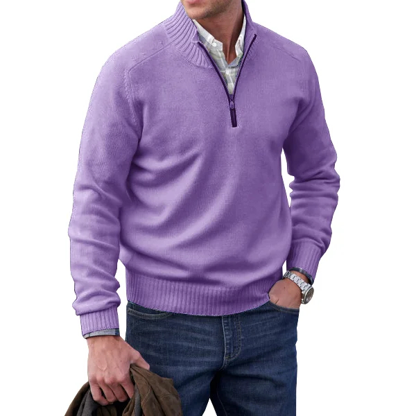 Pull met rits van kasjmier voor heren, casual stijl, winter